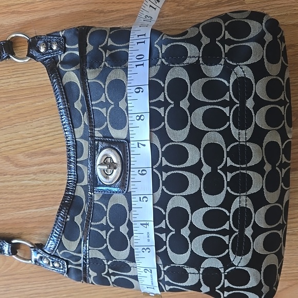 Coach Penelope Signature Sateen Hippie Crossbody Bag Black/Tan - Picture 11 of 11